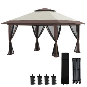 Garden Gazebo Oasis: 13x13ft Netted Pop Up Canopy Tent in Beige
